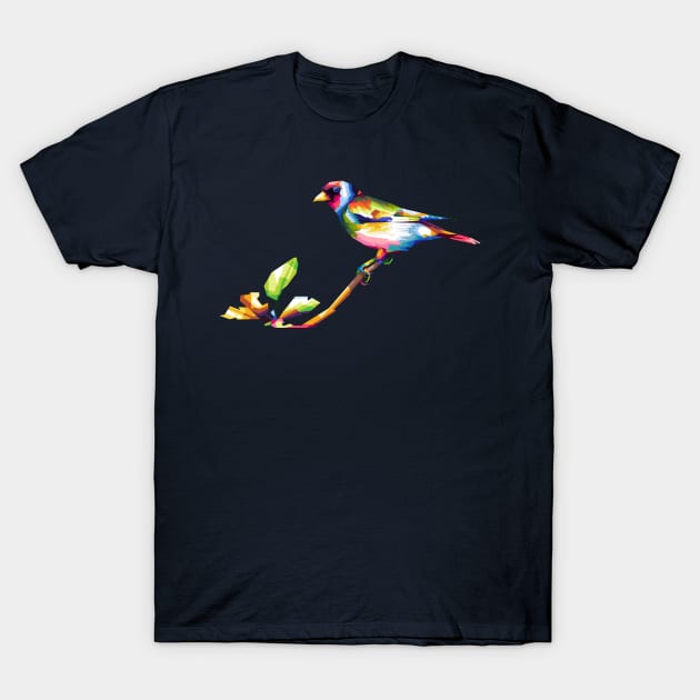 stieglitz bird in Pop Art T-Shirt by Rizkydwi